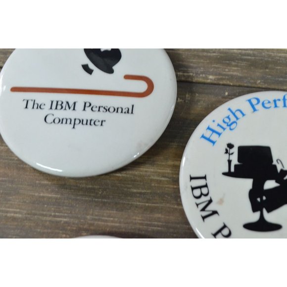 IBM Personal Computer Button Pin Lot of 3 Charlie Chaplin Promo 1980's Vtg - Picture 3 of 6